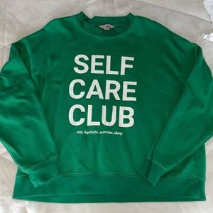 Self Care Club Green Sweatshirt Crewneck